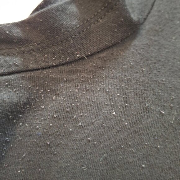 Oversized Cowl Neck Cap Sleeve Black T Shirt Dress Size M Ruched at Side Seams - Picture 10 of 16